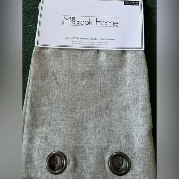 Millbrook Home Extra Wide Gray Linen Window Curtains Set 2 Panels 54x84 NWT - Picture 6 of 11